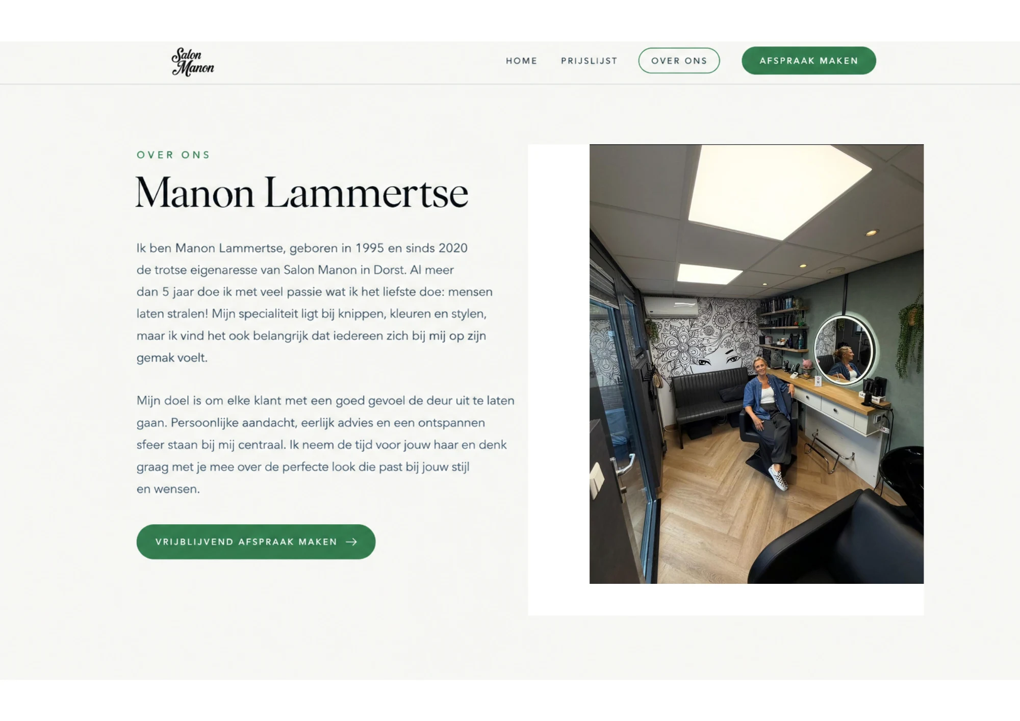 Salon Manon – nieuwe website, over ons